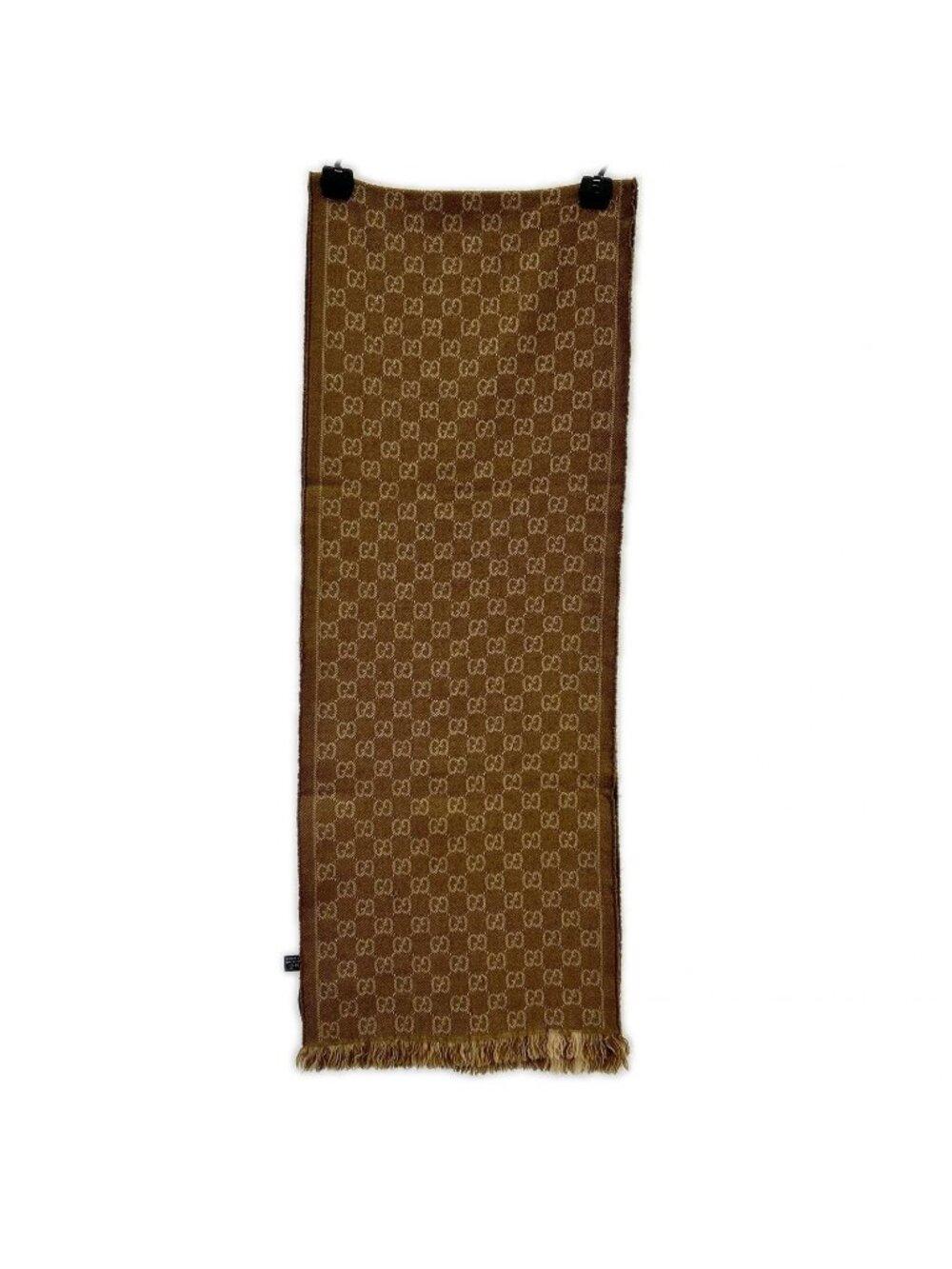 Gucci GG Pattern Fringe Wool Scarf